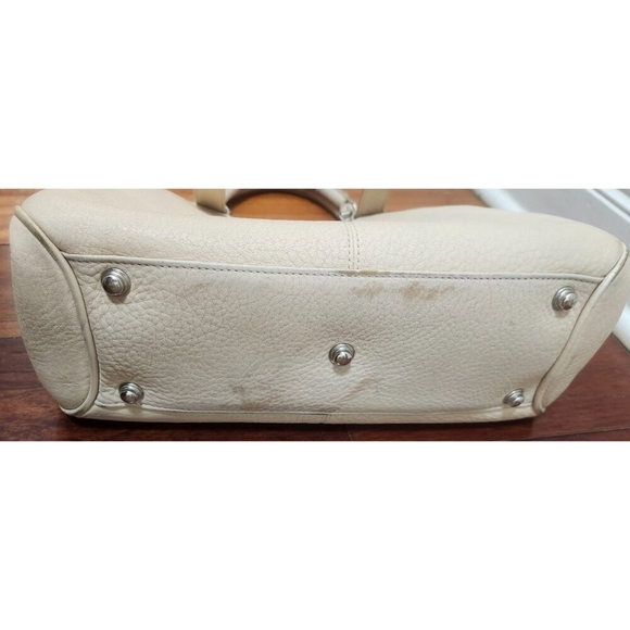 Dooney & Bourke Pebble Leather Satchel Tote Bag Cream Ivory Shoulder Purse - Picture 12 of 16